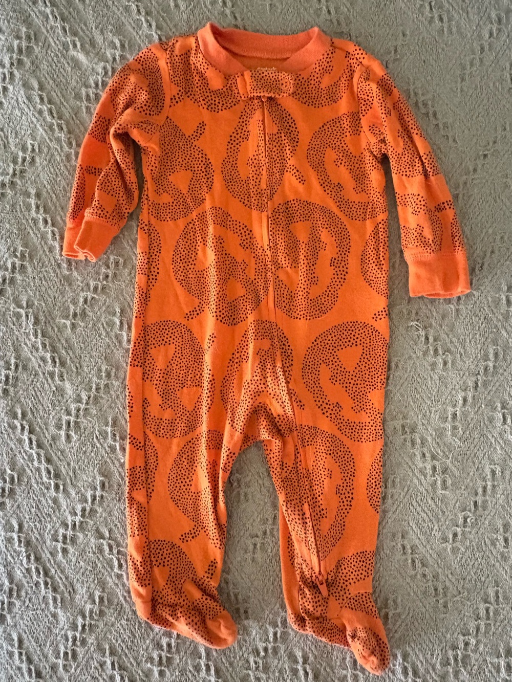 Carter’s Halloween Footed Pajama, Baby, 6 month, Orange with Black Pumpkins